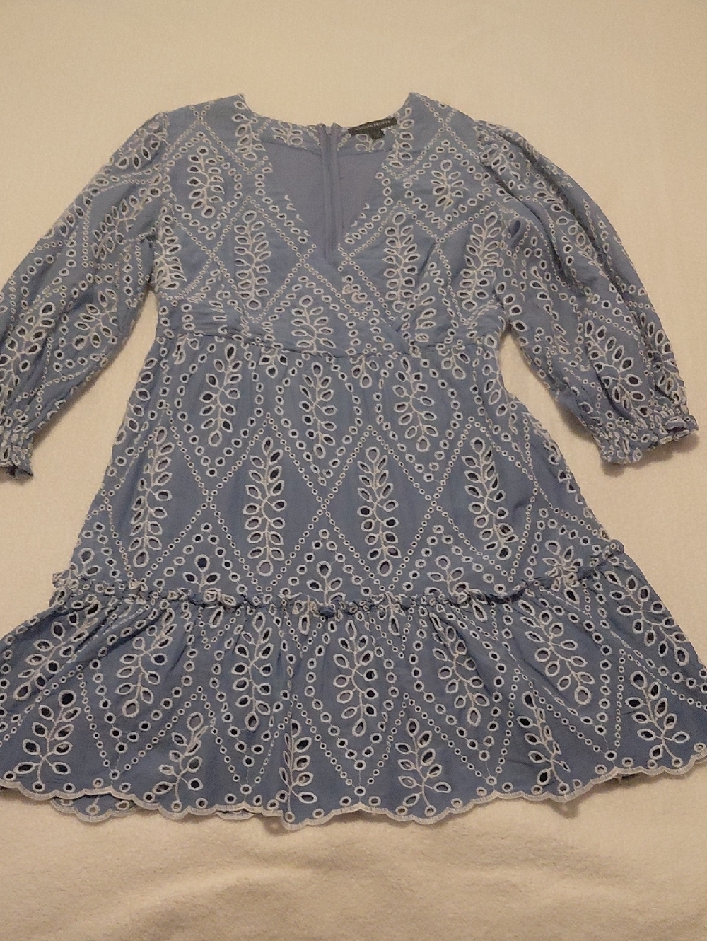 Boston Proper Light Blue Eyelet Dress Top